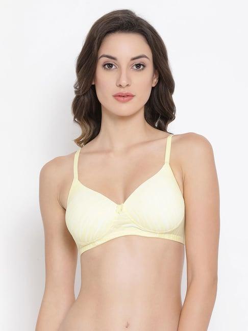 clovia light yellow printed full coverage bra