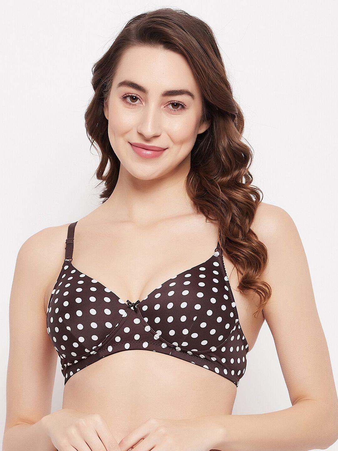 clovia lightly padded polka dot print t-shirt bra