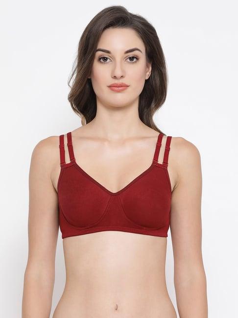 clovia maroon non wired non padded t-shirt bra