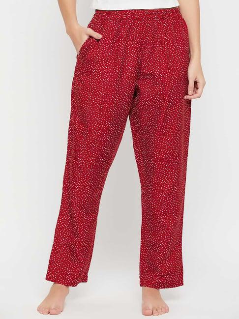 clovia maroon polka dots pyjamas