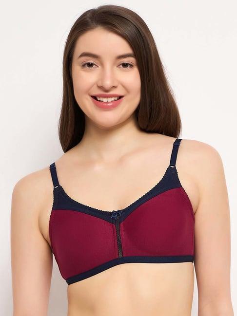 clovia maroon printed full coverage non-wired t-shirt bra