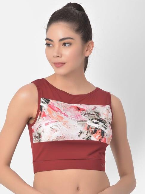 clovia maroon tie-dye crop top