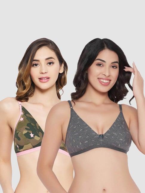 clovia multicolor camo print non padded bra (pack of 2)