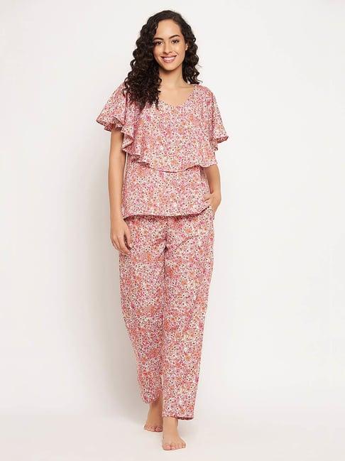 clovia multicolor floral print top with pyjamas