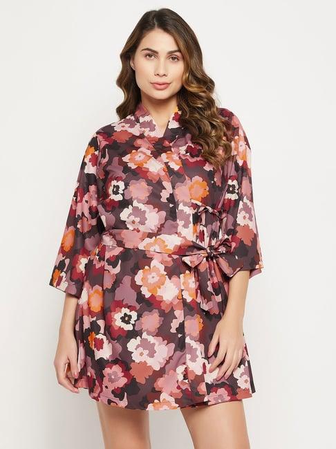 clovia multicolor printed robe