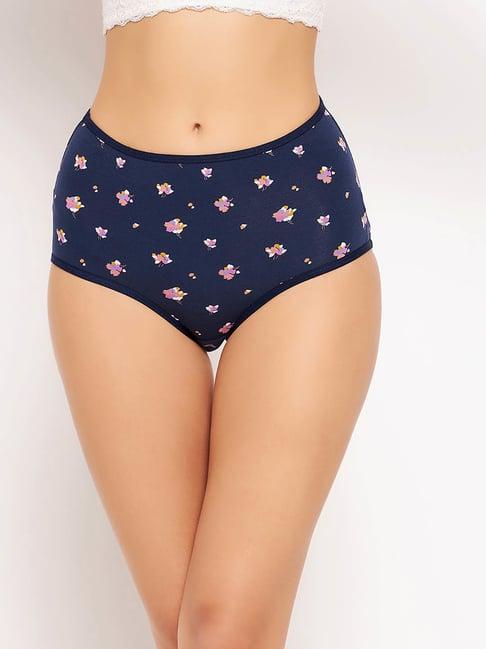 clovia navy floral print hipster panty