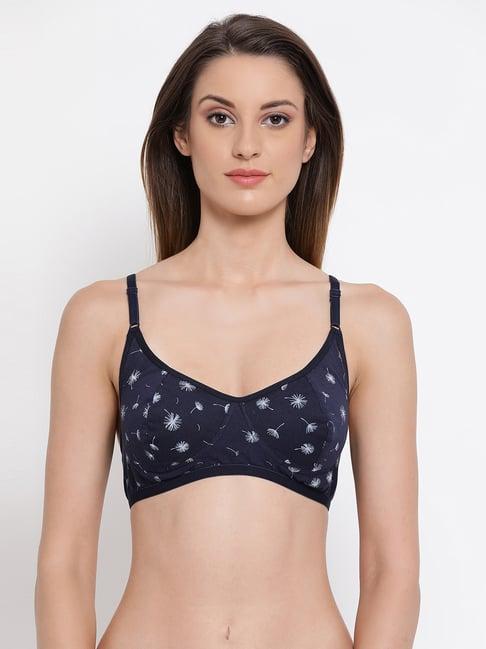 clovia navy full coverage non-wired half coverage non-padded bra