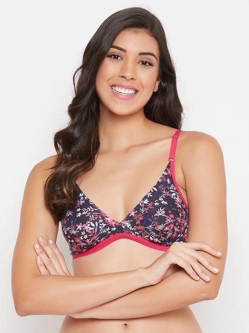 clovia navy non wired non padded plunge bra