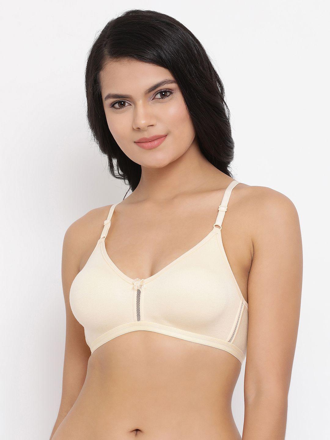 clovia nude-coloured solid non-wired non padded t-shirt bra br0638p243