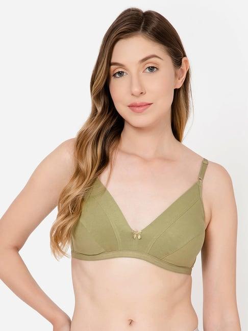 clovia olive cotton half coverage plunge bra