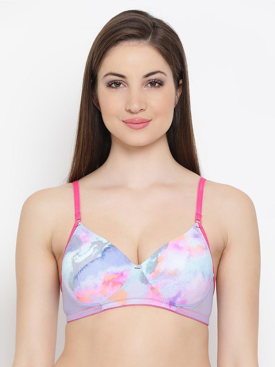 clovia padded non-wired printed t-shirt bra with detachable straps