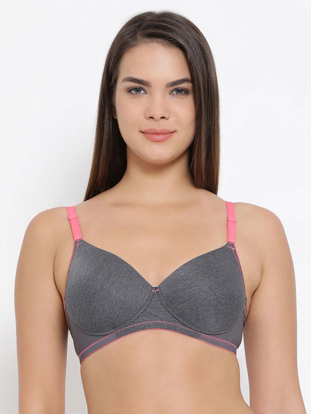 clovia padded non-wired printed t-shirt bra with detachable straps