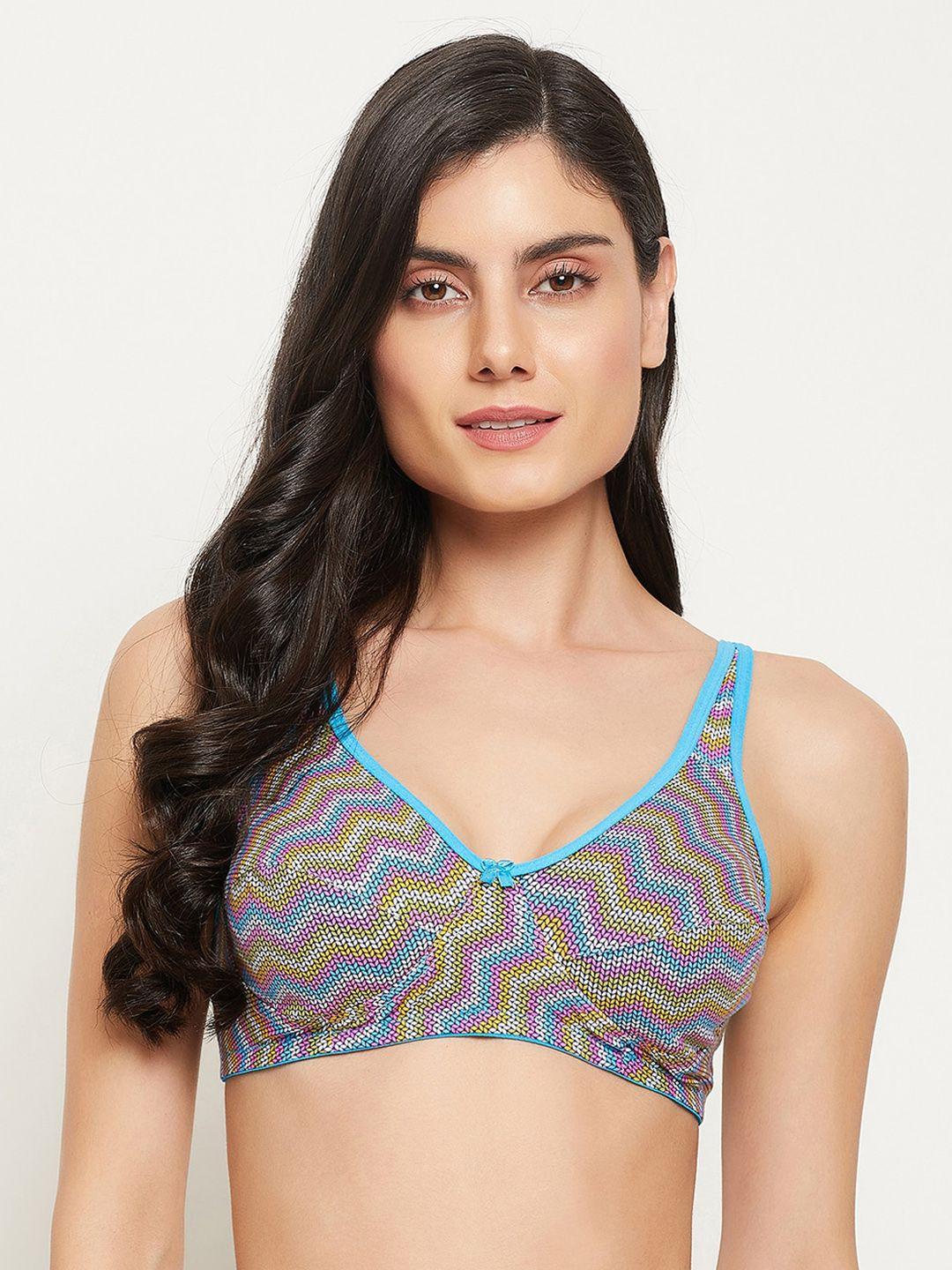 clovia pink & blue colourblocked bra