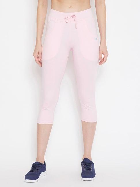 clovia pink cotton slim fit capri tights