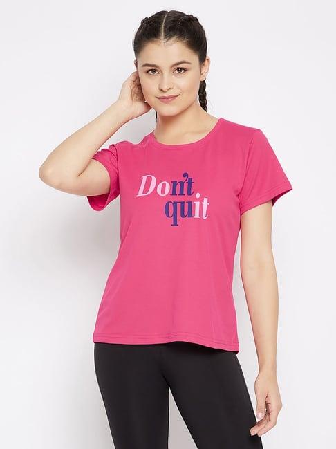 clovia pink graphic print t-shirt