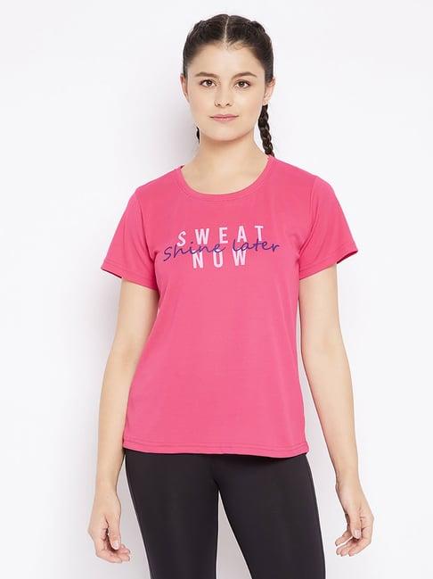 clovia pink graphic print t-shirt