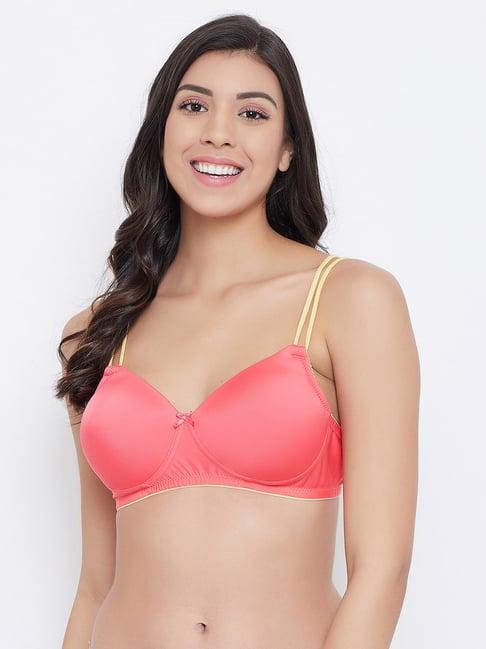 clovia pink non wired padded t shirt bra