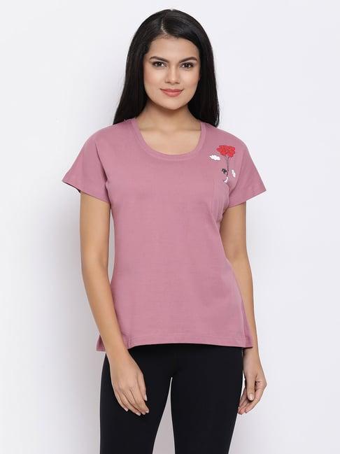 clovia pink printed t-shirt