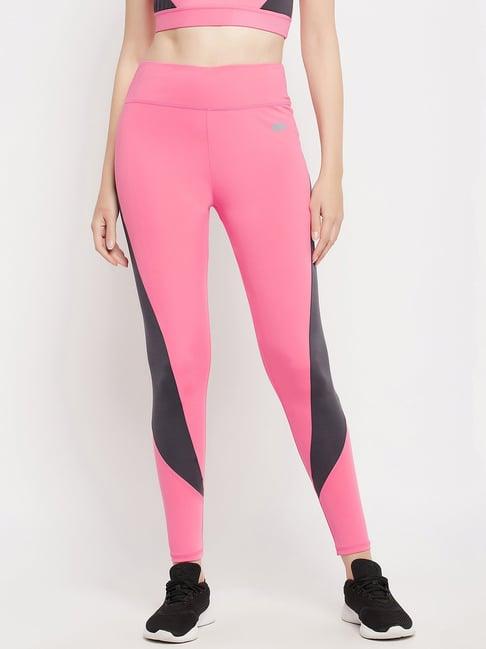 clovia pink slim fit high rise tights