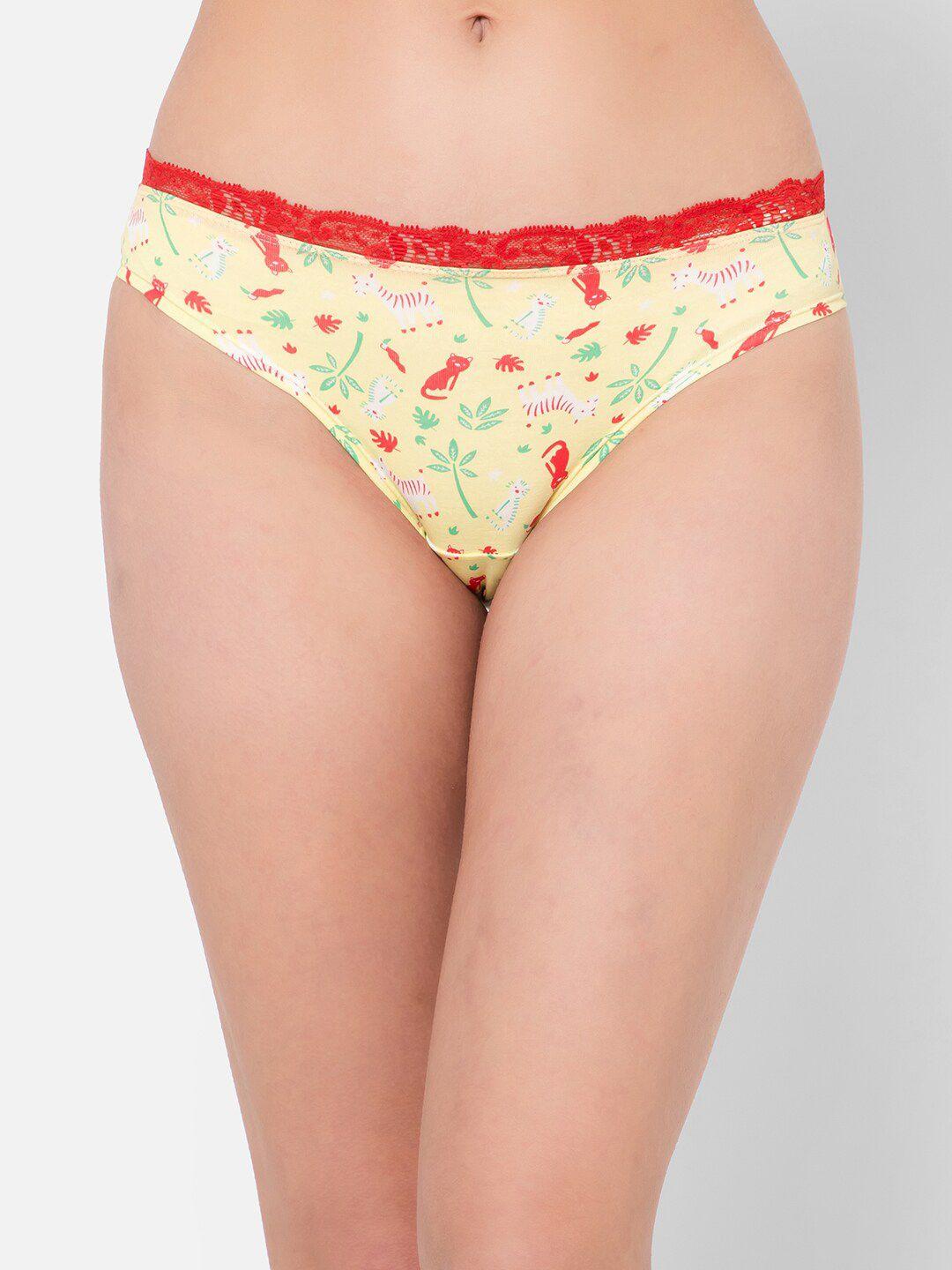 clovia printed low-rise cotton bikini briefs pn3512a023xl