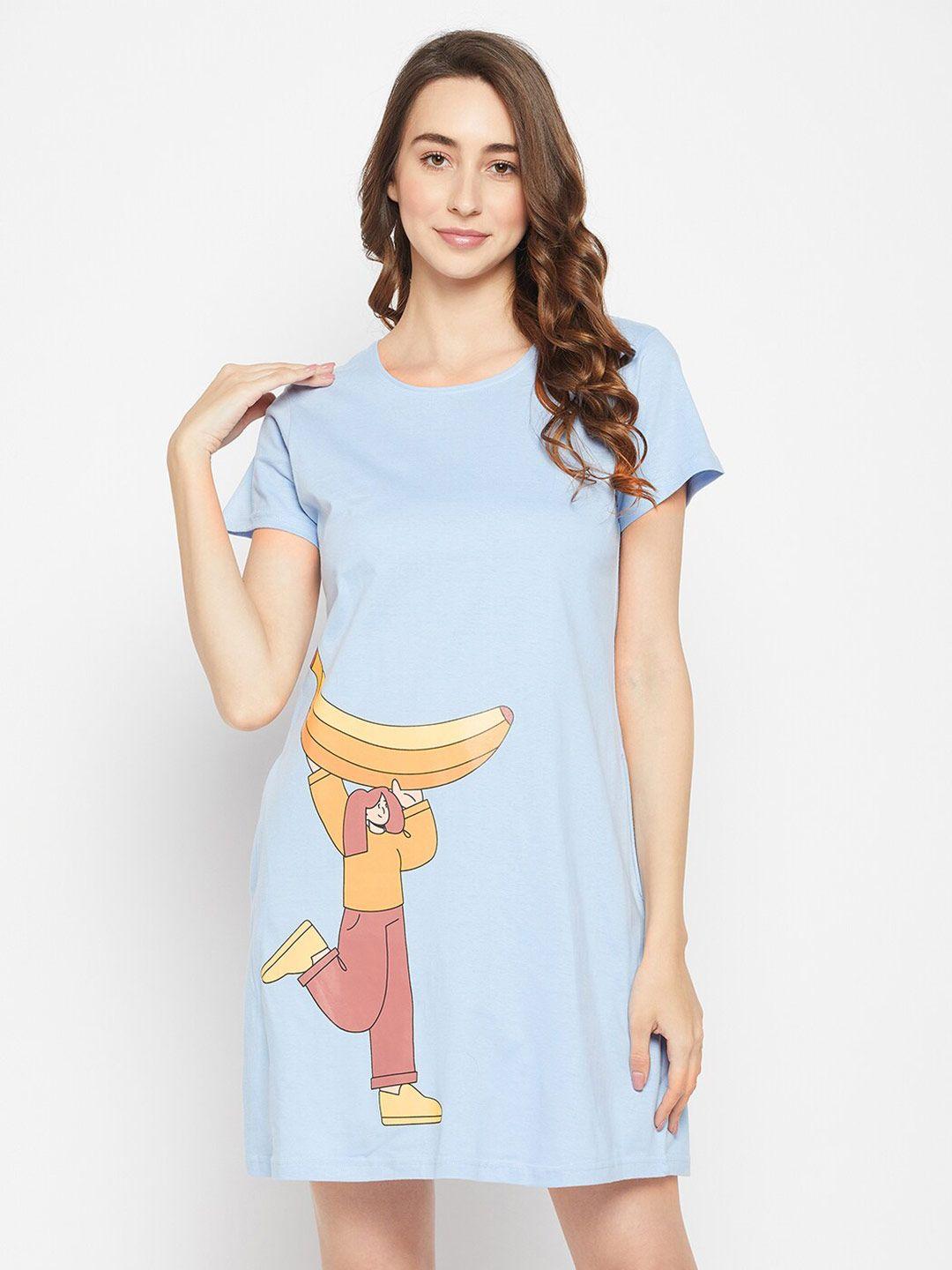 clovia printed pure cotton nightdress