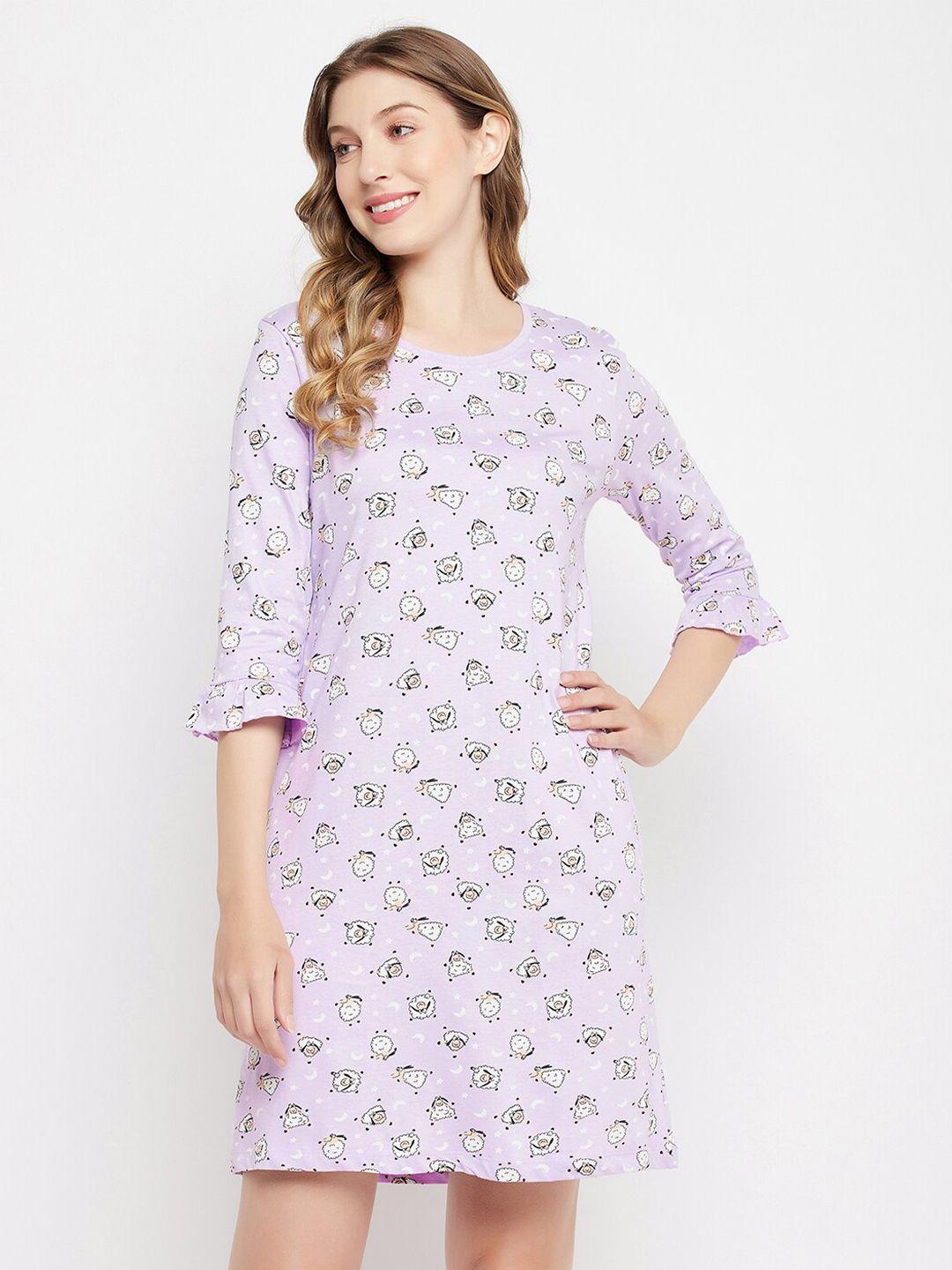 clovia printed round neck nightdress