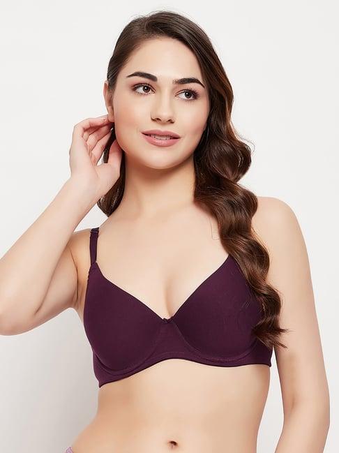 clovia purple half coverage padded push-up bra