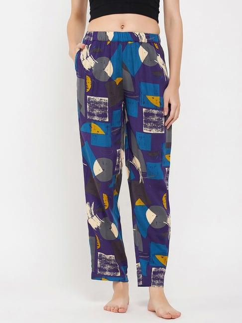 clovia purple printed pyjamas