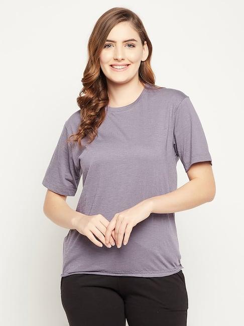 clovia purple regular fit t-shirt