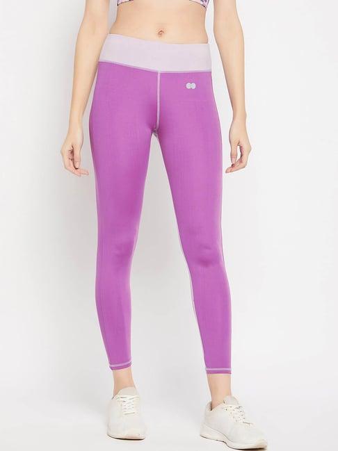 clovia purple slim fit tights