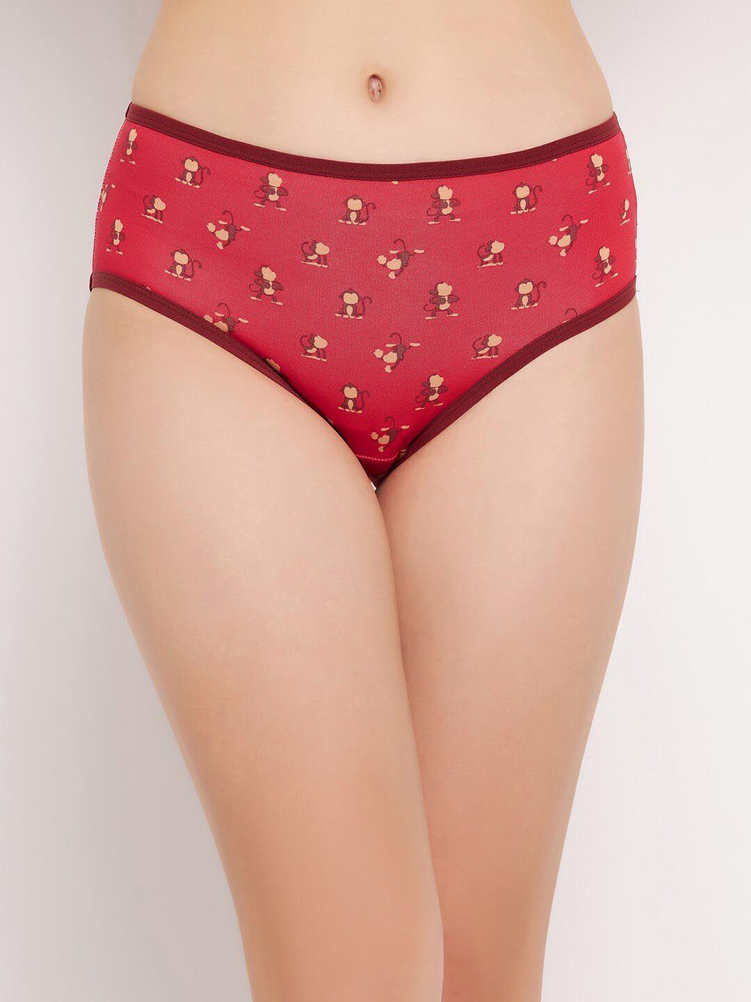 clovia red conversational printed pure cotton hipster briefs