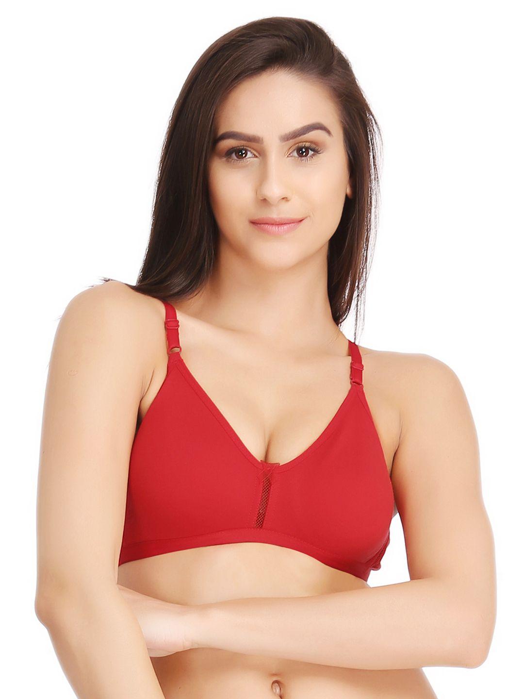 clovia red medium-coverage bra br0638p04