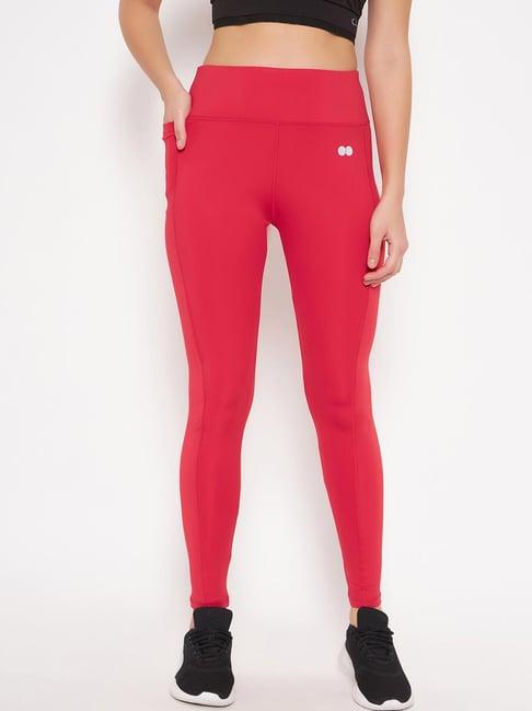 clovia red mid rise sports tights