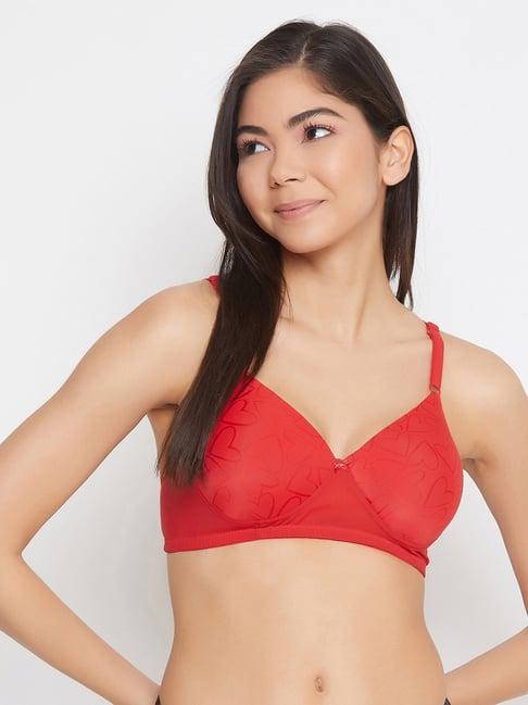 clovia red non wired padded t-shirt bra