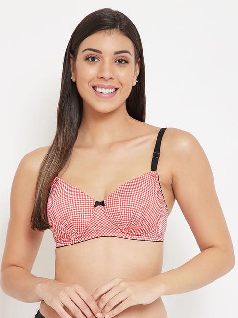 clovia red non wired padded t-shirt bra