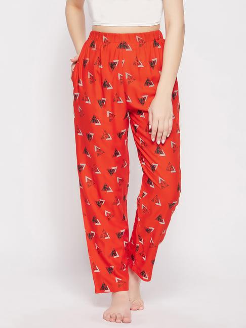 clovia red printed pyjamas