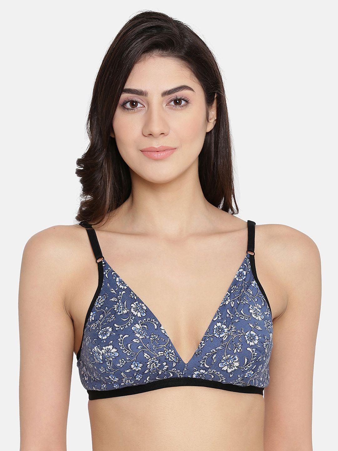 clovia teal & white printed non-wired non padded everyday bra br1595h0832b