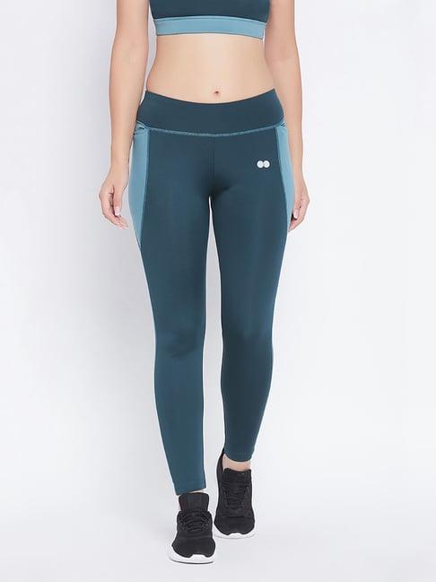 clovia teal slim fit tights