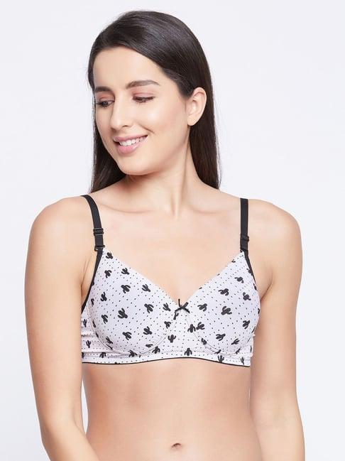 clovia white & black geometric pattern t-shirt bra