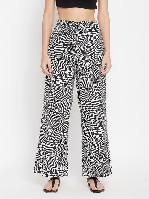 clovia white & black printed pants