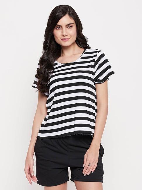 clovia white & black striped t-shirt