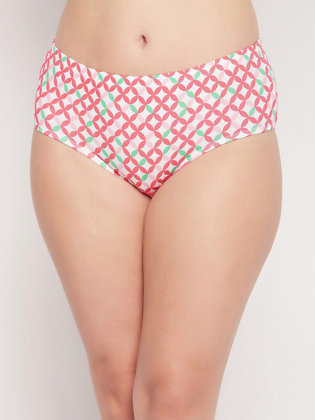 clovia white geometric printed pure cotton hipster briefs