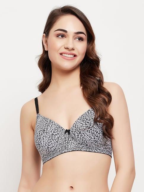 clovia white printed full coverage padded t-shirt bra