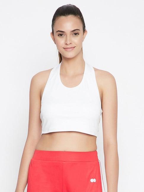 clovia white slim fit crop top