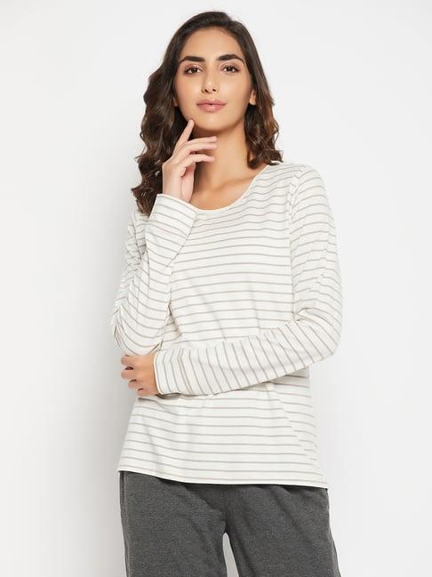 clovia white striped cotton top