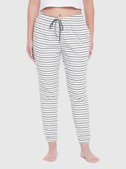 clovia white striped joggers