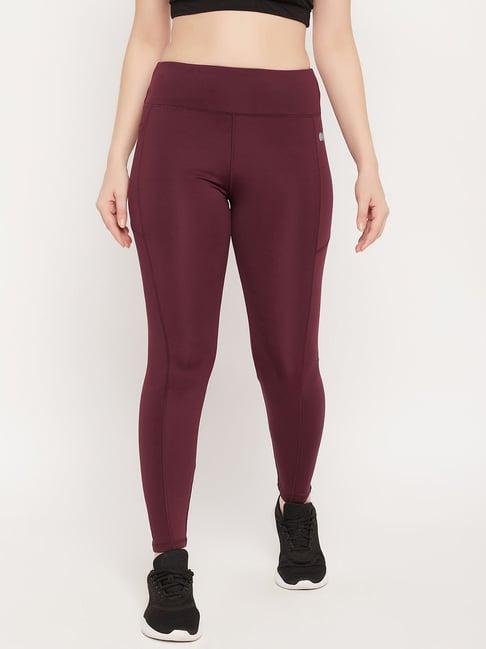 clovia wine printed high rise tights