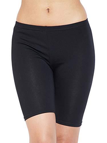 clovia women's cotton mid waist cycling shorts with inner elastic (pn3352p13_black_xl)