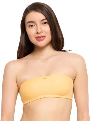 clovia women's cotton non-padded wirefree tube bra with detachable transparent straps (br0685p02_yellow_34c)