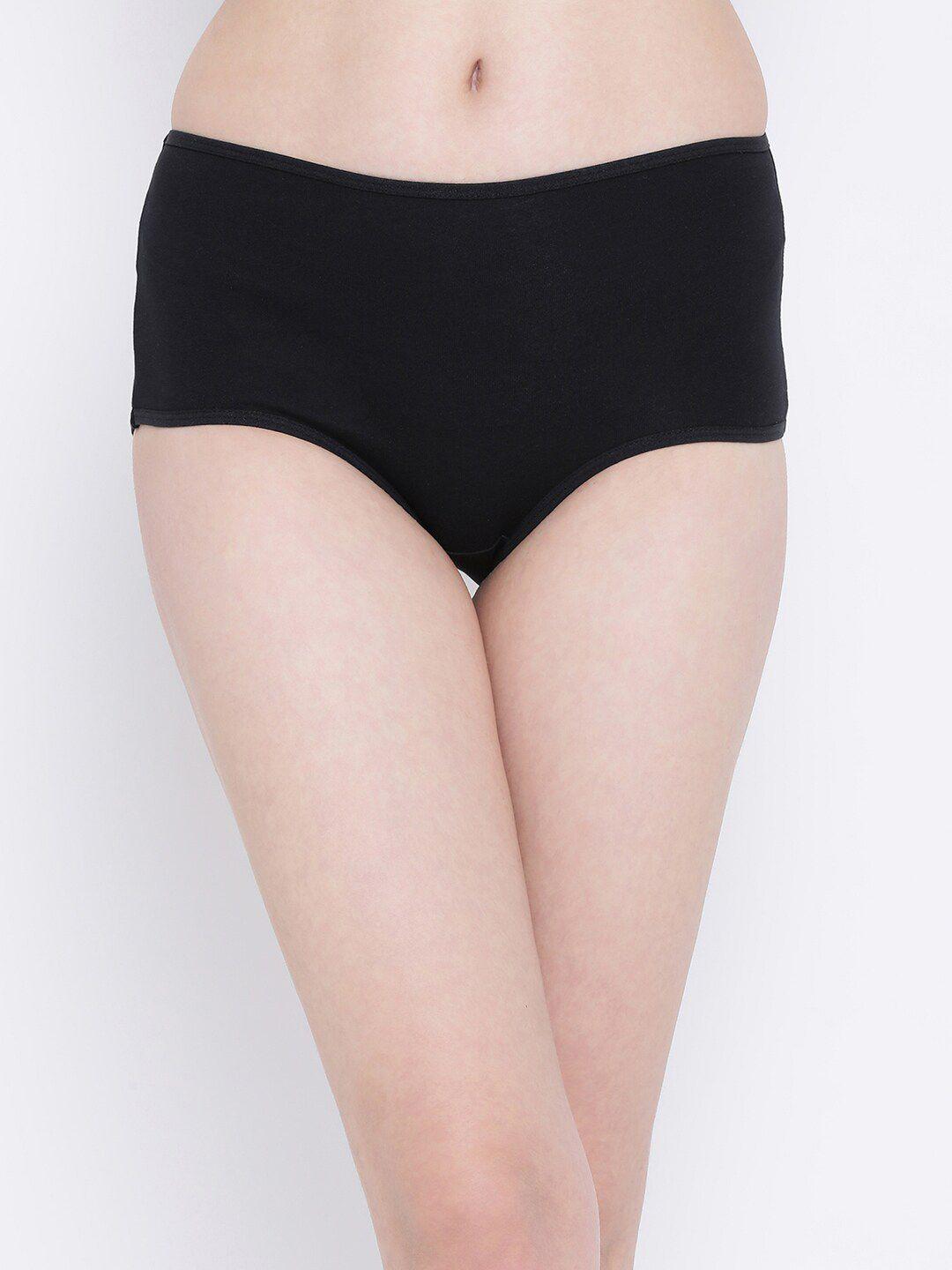 clovia women black solid high-rise hipster brief pn2703p13